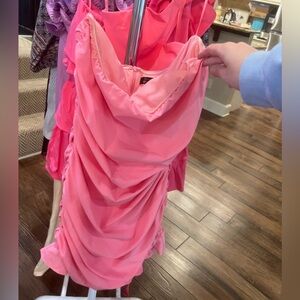 Blue Blush Light Pink Satin Gown